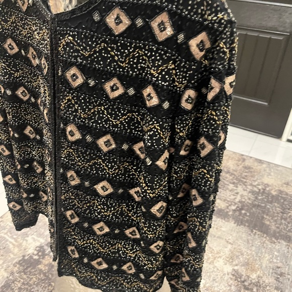 Vintage Pappel boutique evening beaded evening jacket black/silver 3X or 10-12 - Picture 14 of 16